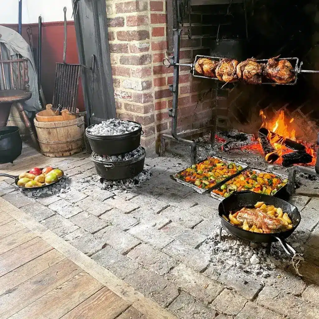 An 18th Century meal cooked by a hearth